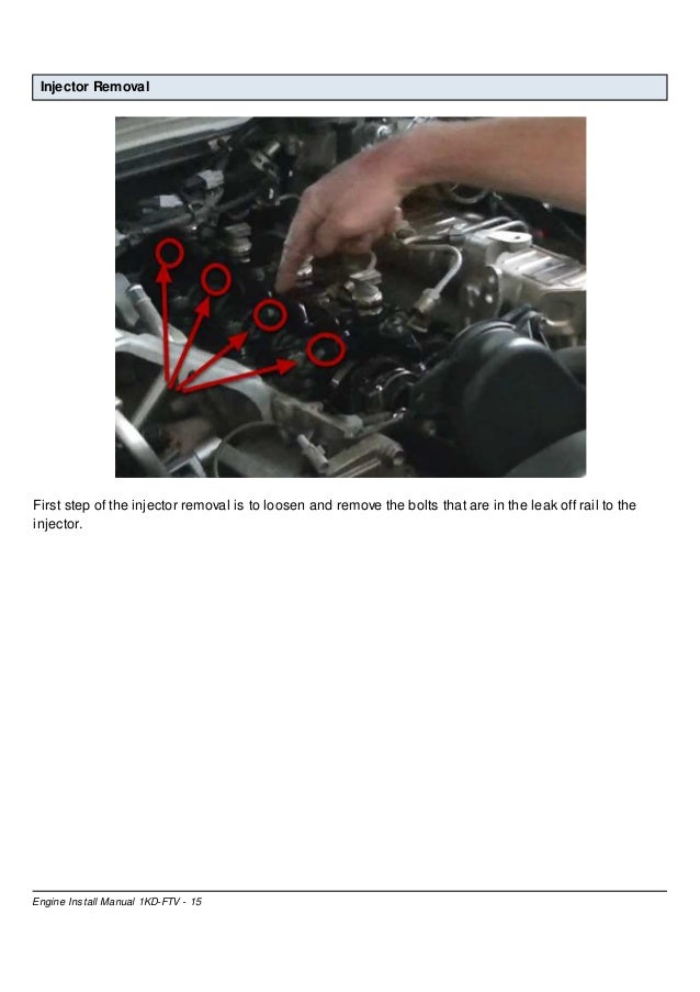 Toyota 1KDFTV Common Rail Diesel Injector Installation Manual
