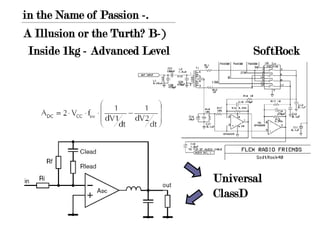 in the Name of Passion -.
A Illusion or the Turth? B-)
 Inside 1kg - Advanced Level          SoftRock




                               Universal
                               ClassD
 