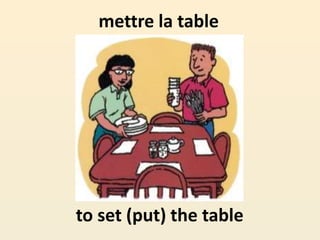 mettre la table
to set (put) the table
 