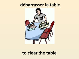 débarrasser la table
to clear the table
 