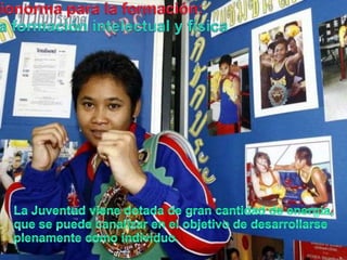 Bionormapara la formación:La formaciónintelectual y físicaLa Juventud vienedotada de grancantidad de energía, que se puedecanalizar en el objetivo de desarrollarseplenamentecomoindividuo. 