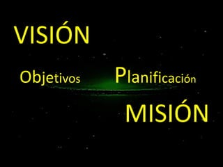 VISIÓN
Objetivos

Planificación

MISIÓN

 