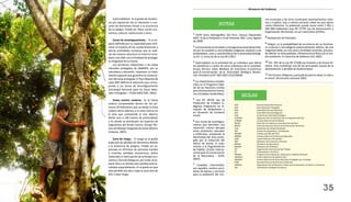 Vulnerabilidad.- Es el grado de resisten-
cia y/o exposición de un elemento o con-
junto de elementos frente a la ocurrencia
de un peligro. Puede ser: física, social, eco-
nómica, cultural, institucional u otros.
Zonas de amortiguamiento.- Es el es-
pacio definido por su capacidad para mini-
mizar el impacto de las contaminaciones y
demás actividades humanas que se reali-
zan de manera natural en el entorno inme-
diato a las ANP, con la finalidad de proteger
la integridad de la misma.
Los territorios adyacentes a las áreas
naturales protegidas de SINANPE, por su
naturaleza y ubicación, requieren un trata-
miento especial que garantice la conserva-
ción del área protegida. El Plan Maestro de
cada ANP definirá la extensión que corres-
ponde a sus Zonas de Amortiguamiento
(Estrategia Nacional para las Áreas Natu-
rales Protegidas – PLAN DIRECTOR, 2003).
Zonas marino costeras.- Es la franja
costera comprendida dentro de los pri-
meros 20 kilómetros que va desde la línea
costera tierra adentro y la zona marina en
el área que comprende el mar abierto,
desde cero a 100 metros de profundidad,
y en donde se distribuyen las especies de
organismos del fondo marino. (Grupo Téc-
nico de Manejo Integrado de Zonas Marino
Costeras, 2001).
Zona de riesgo.- El riesgo es el grado
esperado de pérdida de elementos debido
a la presencia de peligros. Puede ser ex-
presado en términos de personas heridas
o muertas, pérdidas económicas, daños
materiales e interrupción de actividad eco-
nómica. Zona de Riesgo es, por ende, el es-
pacio físico en donde esta pérdida está lo-
calizada espacialmente. En el grado en que
esta pérdida sea alta o baja la zona será de
alto o bajo riesgo.
1 Perfil Socio Demográfico del Perú. Censos Nacionales
2007: XI de la Población y VI de Vivienda. INEI. Lima, Agosto
de 2008.
2 Conocimiento acumulado y transgeneracional desarrolla-
do por los pueblos y comunidades indígenas respecto a las
propiedades, usos y características de la diversidad biológi-
ca art. 2, inciso b) de la Ley Nº 27811
3 Externalidad, es la actividad de un individuo que afecta
los beneficios o costos de otros individuos de la sociedad.
Grupo Técnico sobre Medidas de Incentivos Económicos
para la Conservación de la Diversidad Biológica, Resolu-
ción Presidencial N° 040-2001-CD/CONAM
4 Los lineamientos estable-
cidos en el Programa Hábi-
tat de las Naciones Unidas
para Asentamientos Huma-
nos (Ciudades Sostenibles)
5 Ley Nº 28736 Ley de
Protección de Pueblos In-
dígenas Originarios en Si-
tuación de Aislamiento y
en Situación de Contacto
Inicial.
6 Son zonas de amortigua-
miento que permiten una
transición menos abrupta
entre ambientes naturales
y artificiales; ampliando la
efectividad del área prote-
gida por la reducción del
efecto de borde, el aisla-
miento y la fragmentación
de hábitat (Unión Interna-
cional para la Conservación
de la Naturaleza - IUCN,
2004).
7 Ciudades intermedias:
son aquellos centros servi-
dores de bienes y servicios
para la población del mis-
35
Ministerio del Ambiente
mo municipio y de otros municipios (asentamientos urba-
nos y rurales), más o menos cercanos sobre los que ejerce
cierta influencia. La población puede variar entre 5 001 y
500 000 habitantes (Ley Nº 27795 Ley de Demarcación y
Organización Territorial), sin ser restrictivos (CEPAL).
8 Declaración de Estambul
9 Peligro, es la probabilidad de ocurrencia de un fenóme-
no (natural o tecnológico) potencialmente dañino, de una
magnitud dada, en una zona o localidad conocida, que pue-
de afectar un área poblada, infraestructura física y/o el me-
dio ambiente. En Doctrina de Defensa Civil, 2005.
10 Art. 50º de la Ley Nº 27308 Ley Forestal y de Fauna Sil-
vestre. Esto constituye una de las principales causas de la
deforestación y pérdida de biodiversidad.
11 Pernicioso: Peligroso y perjudicial para la salud, la vida o
la moral. Diccionario Larousse 2002.
 