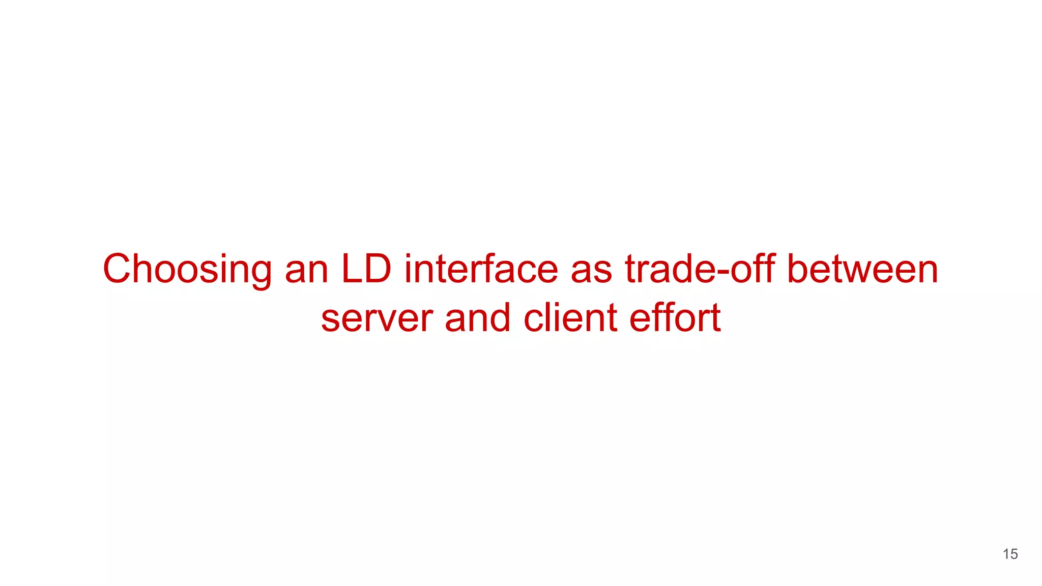 Choosing an LD interface as trade-off between
server and client effort
15
 