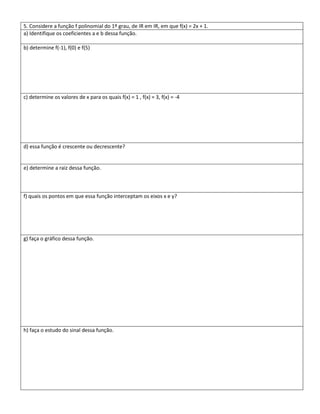 Funções - Função do 1º grau