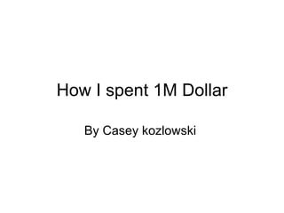 How I spent 1M Dollar

   By Casey kozlowski
 