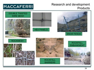 DOUBLE TWISTED WIRE MESH ROCKMESH ROCKFALL BARRIERS HEA PANELS ROCKFALL EMBANKMENT Research and development Products SNOW FENCE 