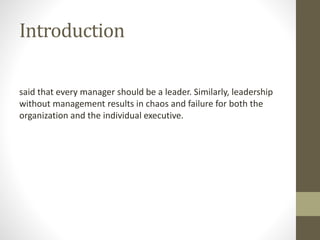 Manager Introduction Examples leadership and management introduction | PPTX