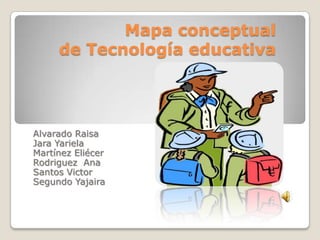 Mapa conceptual
     de Tecnología educativa




Alvarado Raisa
Jara Yariela
Martínez Eliécer
Rodriguez Ana
Santos Victor
Segundo Yajaira
 