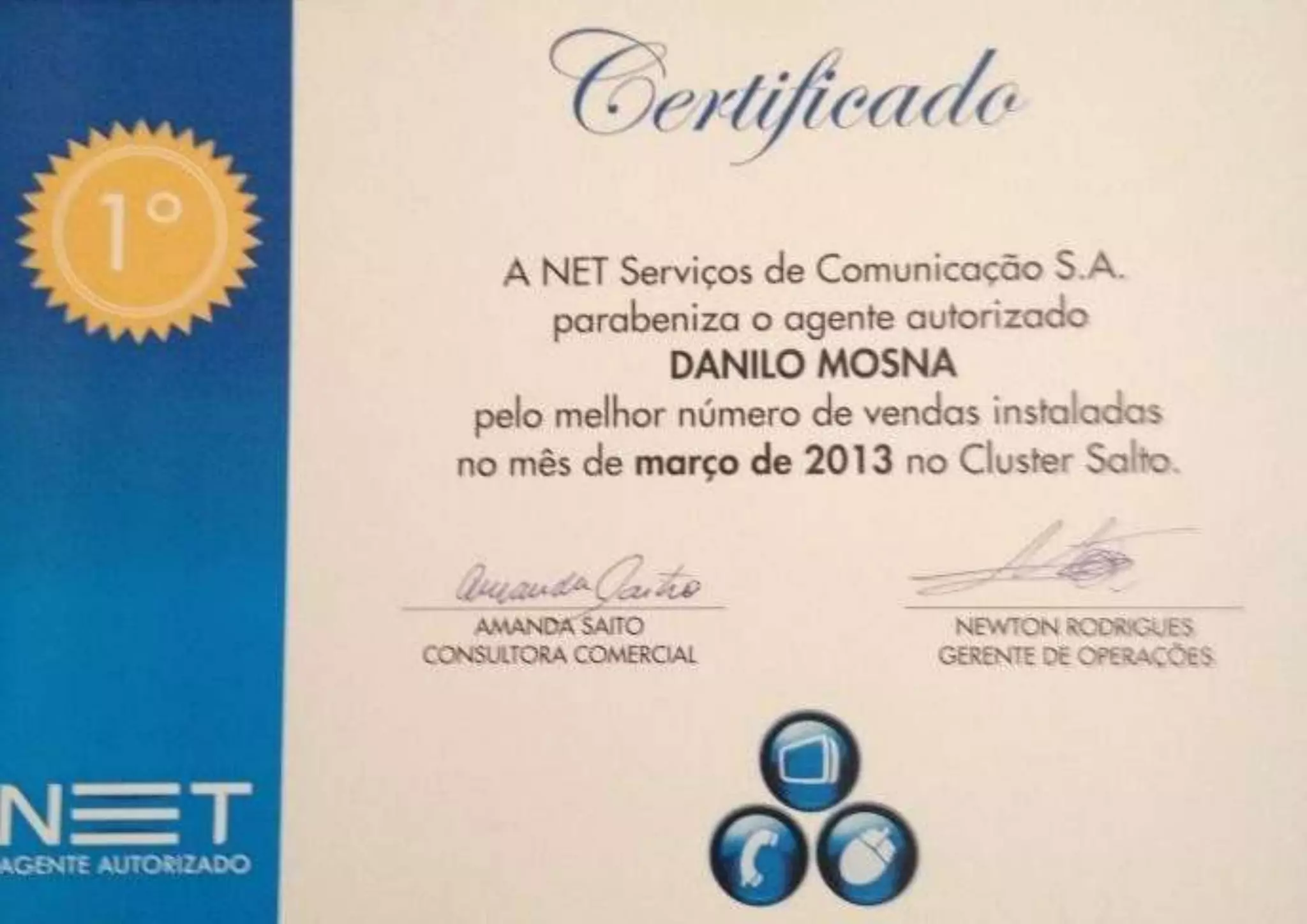 1° Colocado por vendas realizadas e conectadas