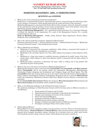 1 marketing notes bbm sem 2 | PDF