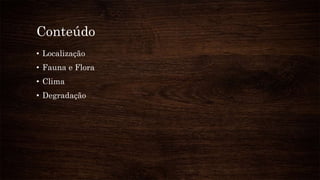 Conteúdo
• Localização
• Fauna e Flora
• Clima
• Degradação
 