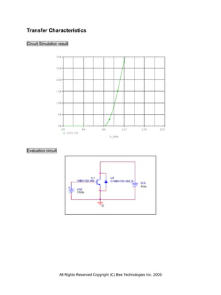 Transfer Characteristics

Circuit Simulation result


                 30A



                 25A



                 20A



                 15A



                 10A



                     5A



                     0A
                          0V             4V        8V           12V      16V    20V
                               I(U1:C)
                                                        V_VGE




Evaluation circuit




                                              U1        U2
                                     1MBH15D-060        D1MBH15D-060_P
                                                                         VCE
                                                                         5Vdc
                                     VGE
                                     15Vdc




                                                   0




                     All Rights Reserved Copyright (C) Bee Technologies Inc. 2009
 