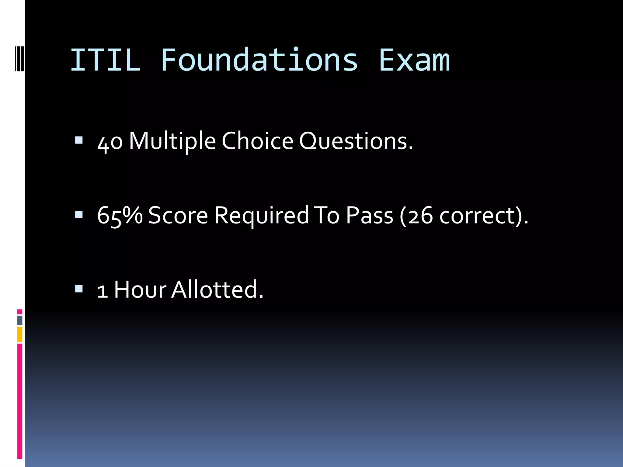 ITIL Introduction ReviewSummaryService Management as a PracticeBusiness and ITDefinition of ServiceDefinition of Service ManagementThe IT OrganizationProcess ModelCharacteristics of ProcessesITIL