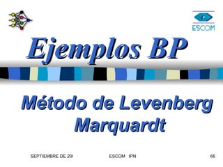 Ejemplos BP Método de Levenberg  Marquardt 
