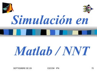 Simulación en  Matlab / NNT 