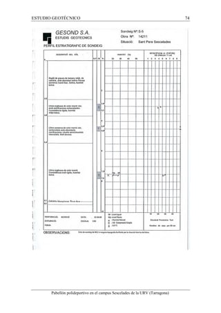 ESTUDIO GEOTÉCNICO 74 
Pabellón polideportivo en el campus Sescelades de la URV (Tarragona) 
 