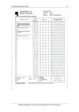 ESTUDIO GEOTÉCNICO 75 
Pabellón polideportivo en el campus Sescelades de la URV (Tarragona) 
 