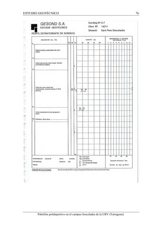 ESTUDIO GEOTÉCNICO 76 
Pabellón polideportivo en el campus Sescelades de la URV (Tarragona) 
 