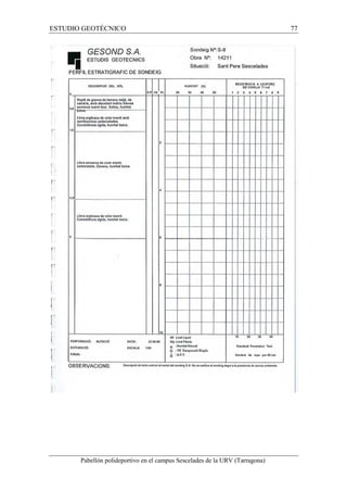 ESTUDIO GEOTÉCNICO 77 
Pabellón polideportivo en el campus Sescelades de la URV (Tarragona) 
 