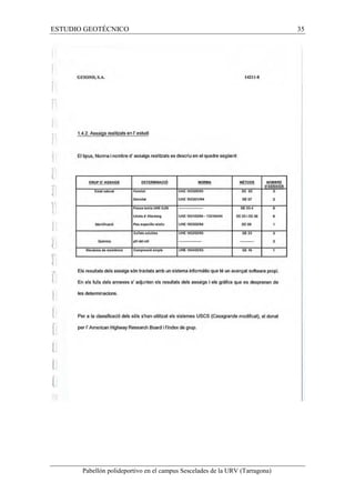 ESTUDIO GEOTÉCNICO 35 
Pabellón polideportivo en el campus Sescelades de la URV (Tarragona) 
 