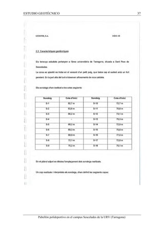 ESTUDIO GEOTÉCNICO 37 
Pabellón polideportivo en el campus Sescelades de la URV (Tarragona) 
 