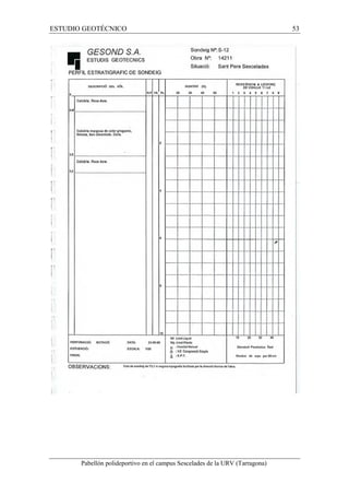 ESTUDIO GEOTÉCNICO 53 
Pabellón polideportivo en el campus Sescelades de la URV (Tarragona) 
 