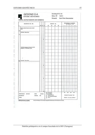ESTUDIO GEOTÉCNICO 57 
Pabellón polideportivo en el campus Sescelades de la URV (Tarragona) 
 