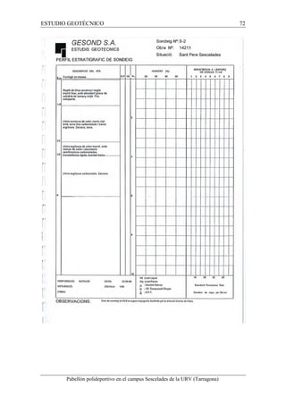 ESTUDIO GEOTÉCNICO 72 
Pabellón polideportivo en el campus Sescelades de la URV (Tarragona) 
 