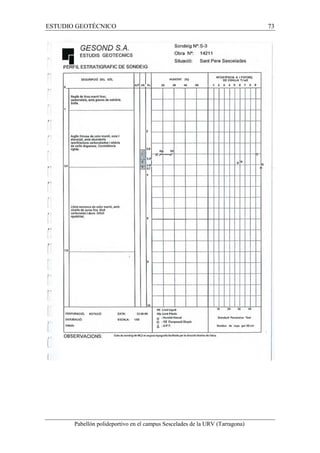 ESTUDIO GEOTÉCNICO 73 
Pabellón polideportivo en el campus Sescelades de la URV (Tarragona) 
 