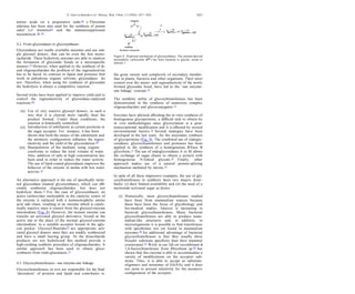 amino acids on a preparative scale.64 L-Threonine
aldolase has been also used for the synthesis of potent
sialyl Lex mimetics65 and the immunosuppressant
mycestericin D.66
4.2. From glycosidases to glycosynthases
Glycosidases are readly available enzymes and use sim-
ple glycosyl donors, that can be even the free mono-
sacharide. These hydrolytic enzymes are able to catalyze
the formation of glycosidic bonds in a stereospeciﬁc
manner.67 However, when applied to the synthesis of di-
and oligosaccharides the problem of the regioselectivity
has to be faced. In contrast to lipase and protease that
work in anhydrous organic solvents, glycosidases do
not. Therefore, when using for synthesis of glycosides
the hydrolysis is always a competitive reaction.
Several tricks have been applied to improve yield and to
control the regioselectivity of glycosidase-catalyzed
reactions:68
(ii) Use of very reactive glycosyl donors, in such a
way that it is cleaved more rapidly than the
product formed. Under these conditions, the
reaction is kinetically controlled.
Introduction of subtituents at certain positions in
the sugar acceptor. For instance, it has been
shown that both the nature of the substituent and
the anomeric conﬁguration inﬂuence the regios-
electivity and the yield of the glycosidation.69
Manipulation of the medium, using organic
cosolvents to reduce the total volume of water.
Also, addition of salts at high concentration has
been used in order to reduce the water activity.
The use of lipid-coated glycosidases improves the
behavior of the enzyme in media with low water
activity.70
(ii)
(iii)
An alternative approach is the use of speciﬁcally muta-
ted glycosidase (named glycosynthase), which can eﬃ-
ciently synthesize oligosaccharides, but does not
hydrolyze them.71 For the case of glycosynthases, an
active carboxylate nucleophile in the catalytic center of
the enzyme is replaced with a nonnucleophilic amino
acid side chain, resulting in an enzyme which is cataly-
tically inactive since it cannot form the glycosyl-enzyme
intermediate (Fig. 8). However, the mutant enzyme can
transfer an activated glycosyl derivative, bound at the
active site in the place of the normal glycosyl-enzyme
intermediate, to a suitable acceptor bound in the agly-
con pocket. Glycosyl-ﬂuorides72 are appropriate acti-
vated glycosyl donors since they are readily synthesized
and have a small leaving group. As the disaccharide
products are not hydrolyzed this method provide a
high-yielding synthetic procedure of oligosaccharides. A
similar approach has been used to obtain glyco-
synthases from endo-glucanases.73
4.3. Glycosyltransferases: one enzyme-one linkage
Glycosyltransferases in vivo are responsible for the ﬁnal
‘decoration’ of proteins and lipids and contributes to
the great variety and complexity of secondary metabo-
lites in plants, bacteria and other organisms. Their strict
control over the stereo- and regioselectivity of the newly
formed glycosidic bond, have led to the ‘one enzyme-
one linkage’ concept.74
The synthetic utility of glycosyltransferases has been
demonstrated in the synthesis of numerous complex
oligosaccharides and glycoconjugates.75
Enzymes have allowed aﬀording the in vitro synthesis of
homogeneus glycoproteins, a diﬃcult task to obtain by
in vivo methodologies since glycosylation is a post-
transcriptional modiﬁcation and it is aﬀected by several
environmental factors.76 Several strategies have been
developed in the last years for the enzymatic synthesis
of glycoproteins (Fig. 9). The combined use of endogly-
cosidases, glycosyltransferases and proteases has been
applied to the synthesis of a homogeneous RNase B
glycoform.77 The use of endoglycosidases A or M allows
the exchange of sugar chains to obtain a protein with
homogeneous N-linked glycans.78 Finally, other
approach makes use of a natural protein-splicing
mechanism mediated by inteins.79
In spite of all these impressive examples, the use of gly-
cosyltransferases in synthesis faces two majors draw-
backs: (i) their limited availability and (ii) the need of a
nucleotide activated sugar as donor.
(i) Historically, most glycosyltransferases studied
have been from mammalian sources because
these have been the focus of glycobiology and
bio-medical studies. Interest is increasing in
bacterial glycosyltransferases. Many bacterial
glycosyltransferases are able to produce mam-
malian-like structures and, in addition, in
microorganisms it is possible to ﬁnd transferases
with speciﬁcities not yet found in mammalian
enzymes.80 An additional advantage of bacterial
glycosyltransferases is that they usually show
broader substrate speciﬁcity than their mammal
counterpart.81 Work in our lab on recombinant a
1,6-fucosyltransferase from Rhizobium sp.82 has
shown that this enzyme is able to accommodate a
variety of modiﬁcations on the acceptor sub-
strate. Thus, it is able to accept as substrate,
oligomers and monomer of GlcNAc and it does
not seem to present selectivity for the anomeric
conﬁguration of the acceptor.
Figure 8. Proposed mechanism of glycosynthases. The enzyme-derived
nucleophilic carboxylate (R00 ) has been mutated to glycine, serine or
alanine.71
E. Garcı´a-Junceda et al./ Bioorg. Med. Chem. 12 (2004) 1817–1834 1823
 