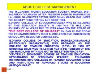 IN-SERVICE TRAINING BY C.T.E.,B.D.SHAH COLLEGE OF EDUCATION,MODASA ...