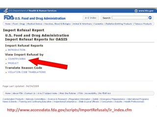 http://www.accessdata.fda.gov/scripts/ImportRefusals/ir_index.cfm
 