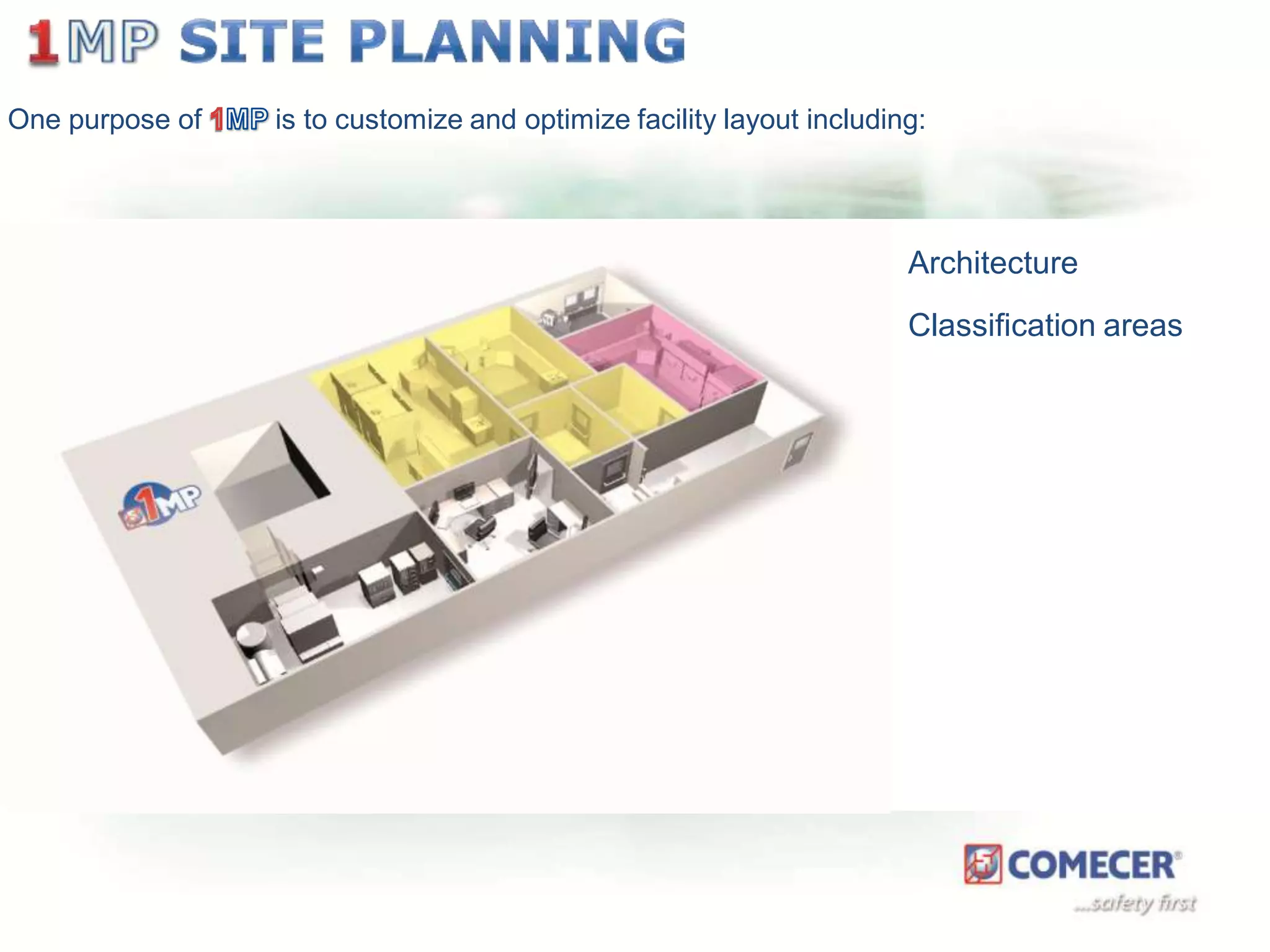 One purpose of

is to customize and optimize facility layout including:

Architecture

Classification areas

 