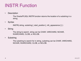 Advanced functions in PL SQL | PPTX