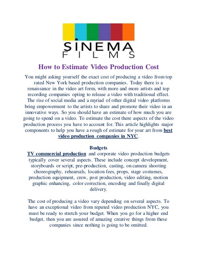 How to estimate video production cost