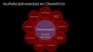 Terapia
Intensiva
Preeclampsia
Hematología
Medicina
Interna
Obstetricia
Fisiologia
Pulmonar
CardiologiaNefrologìa
Neurocirugía
Nefrología
Oftalmología
Multidisciplinariedad en Obstetricia
 