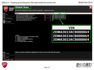 Model Year 2013DDS 2.0 – Copying and writing the VIN code inside the control unit
Page 112
 