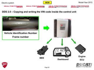 Model Year 2013Electric system NEW
DDS 2.0 – Copying and writing the VIN code inside the control unit
Dashboard
Engine
ECU
BBS
Vehicle Identification Number
Frame number
Page 92
 