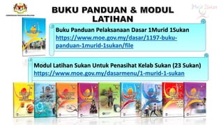 33
Buku Panduan Pelaksanaan Dasar 1Murid 1Sukan
https://www.moe.gov.my/dasar/1197-buku-
panduan-1murid-1sukan/file
Modul Latihan Sukan Untuk Penasihat Kelab Sukan (23 Sukan)
https://www.moe.gov.my/dasarmenu/1-murid-1-sukan
 