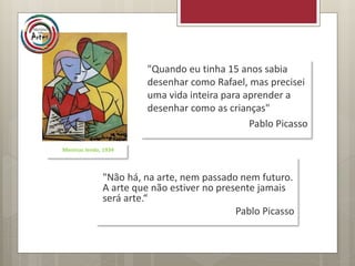 "Não há, na arte, nem passado nem futuro.
A arte que não estiver no presente jamais
será arte.“
Pablo Picasso
"Quando eu tinha 15 anos sabia
desenhar como Rafael, mas precisei
uma vida inteira para aprender a
desenhar como as crianças"
Pablo Picasso
Meninas lendo, 1934
 