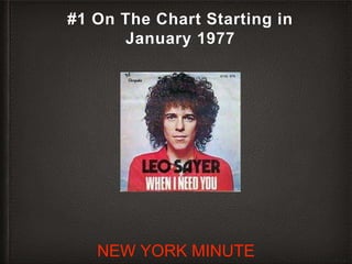 #1 On The Chart Starting in
January 1977
NEW YORK MINUTE
 