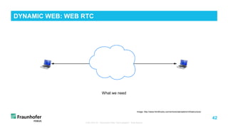 42
TUB ODS VL "Advanced Web Technologies“: Web Basics
DYNAMIC WEB: WEB RTC
What we need
Image: http://www.html5rocks.com/en/tutorials/webrtc/infrastructure/
 