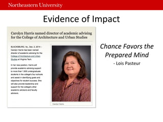 Evidence of Impact
Chance Favors the
Prepared Mind
- Lois Pasteur
 