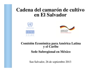 Cadena del camarón de cultivo
en El Salvador
San Salvador, 26 de septiembre 2013
Comisión Económica para América Latina
y el Caribe
Sede Subregional en México
 