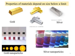 Gold Silver
Gold nanoparticles
Silver nanoparticles
Properties of materials depend on size below a limit
5
 