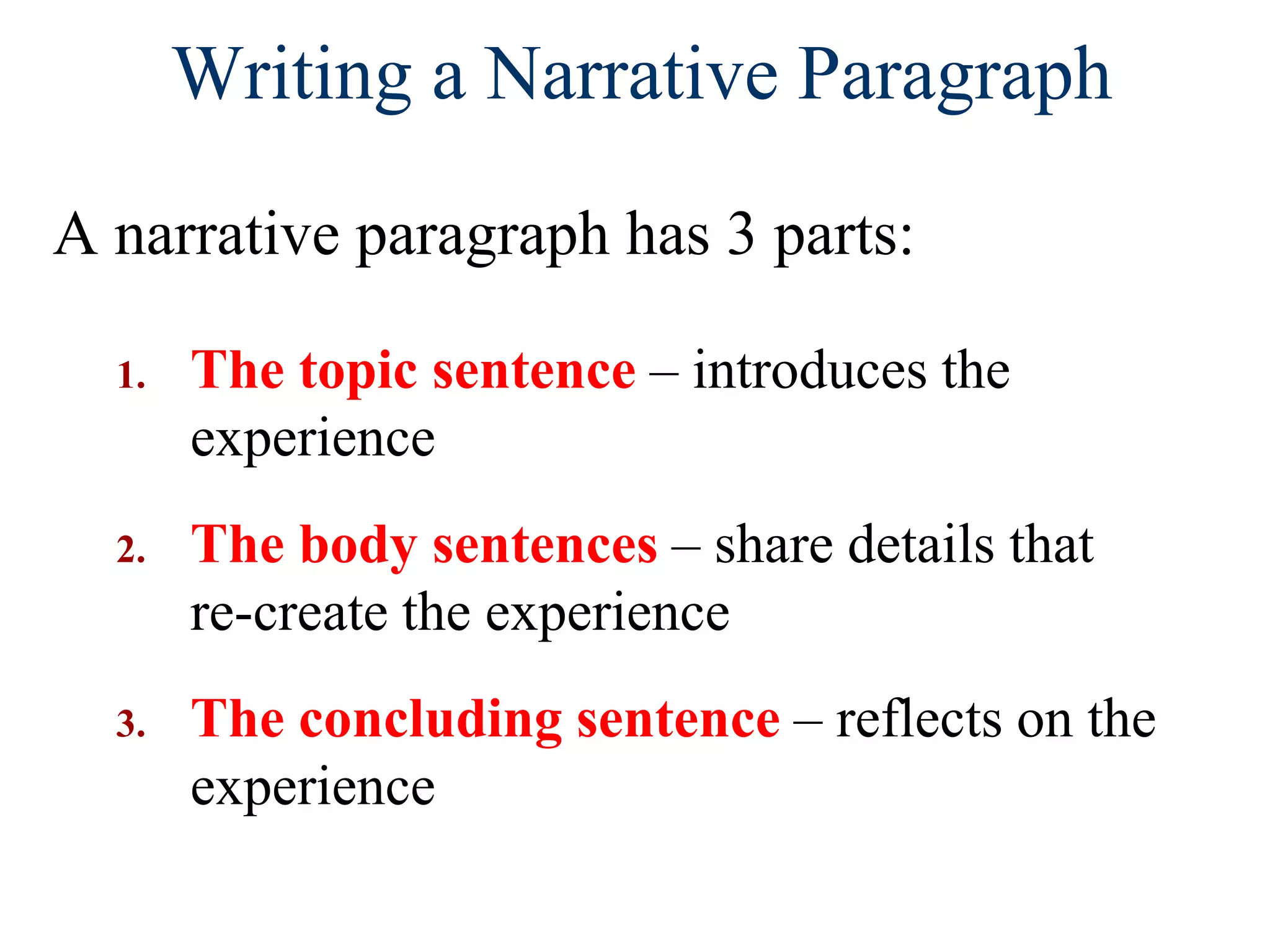 1) Narrative Paragraph.ppt | Screenwriting | Content Production