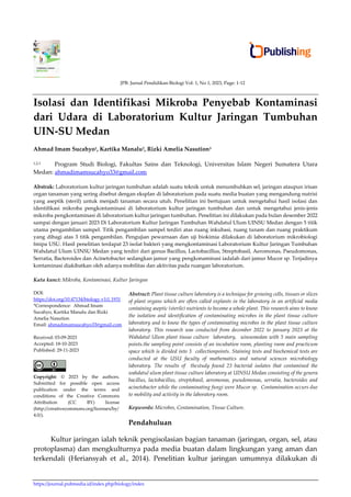 Isolation and Identification of Airborne Microbial Contaminants in ...