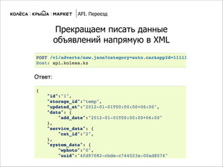 Прекращаем писать данные
объявлений напрямую в XML
API. Переезд
 
