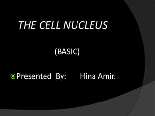 THE CELL NUCLEUS

              (BASIC)

 Presented   By:       Hina Amir.
 